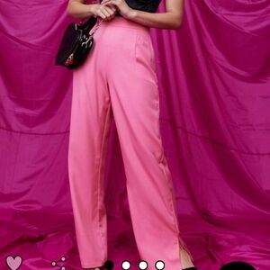 Split Hem Tailored Wide Leg Pants